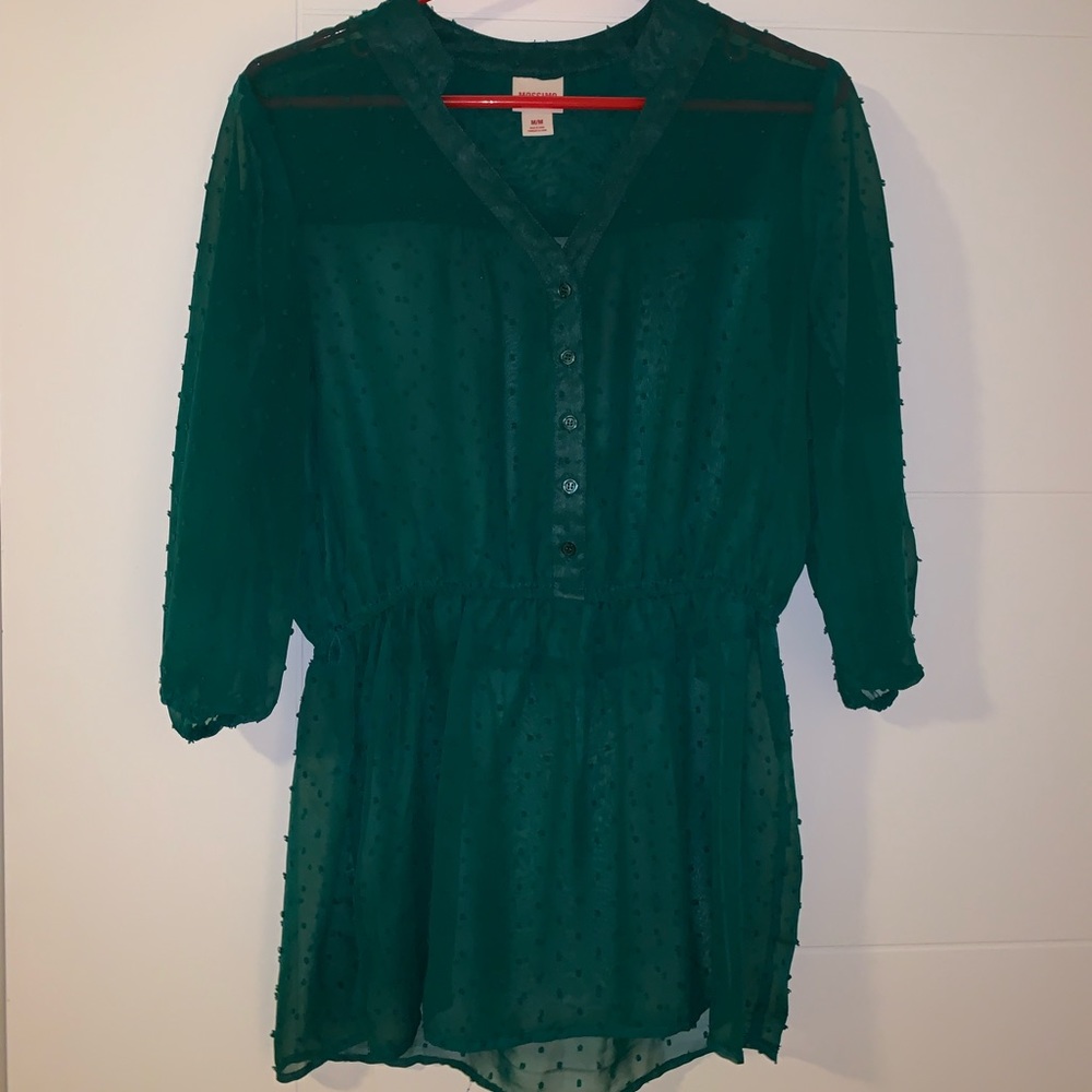 Mossimo babydoll blouse sheer green size M